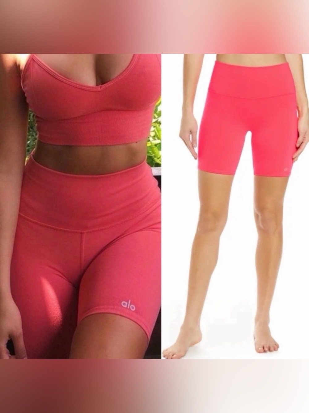 Alo Yoga Shorts Airbrush Biker Shorts in Pink Lava - Size Small
